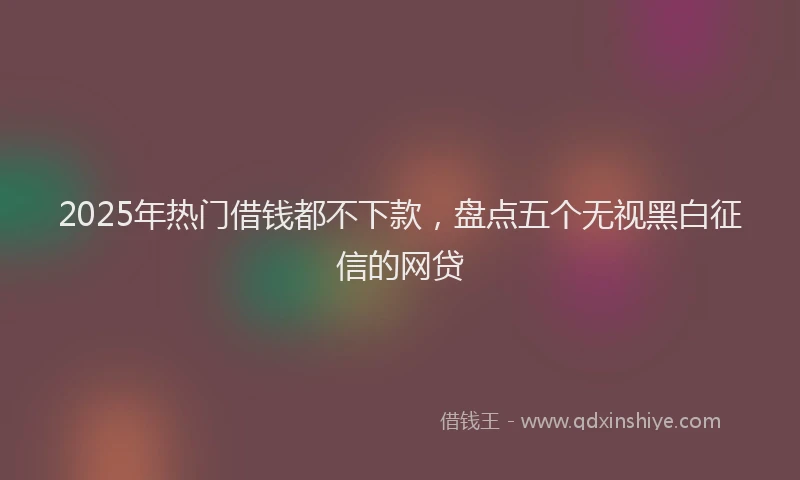 2025年热门借钱都不下款，盘点五个无视黑白征信的网贷