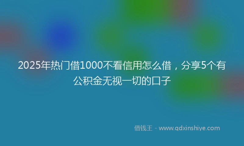 2025年热门借1000不看信用怎么借，分享5个有公积金无视一切的口子