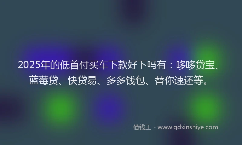2025年的低首付买车下款好下吗有：哆哆贷宝、蓝莓贷、快贷易、多多钱包、替你速还等。