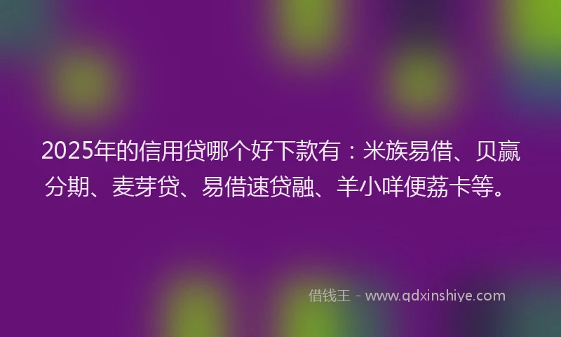 2025年的信用贷哪个好下款有：米族易借、贝赢分期、麦芽贷、易借速贷融、羊小咩便荔卡等。