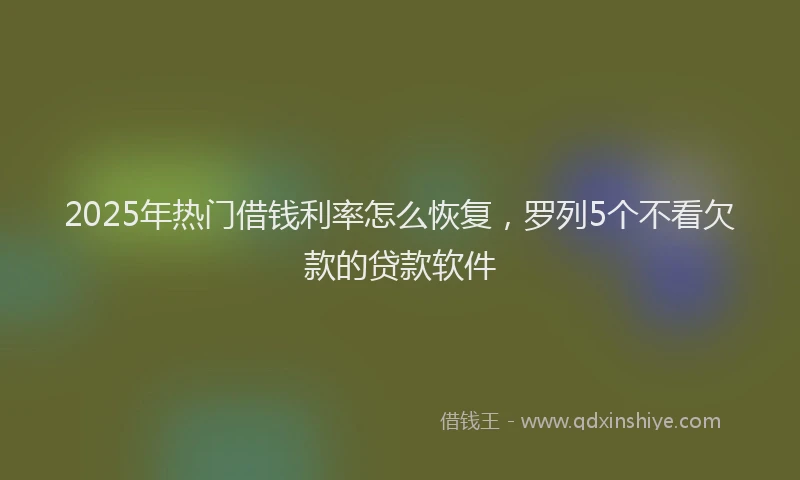 2025年热门借钱利率怎么恢复，罗列5个不看欠款的贷款软件