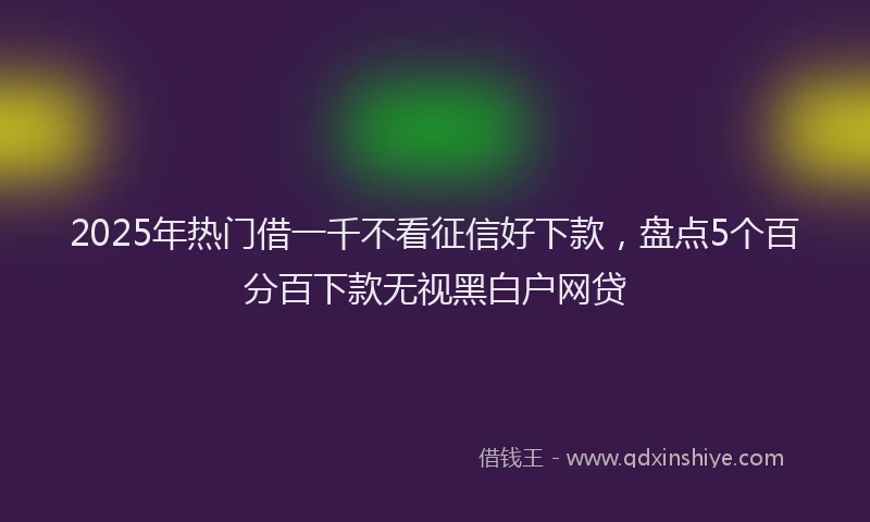 2025年热门借一千不看征信好下款，盘点5个百分百下款无视黑白户网贷