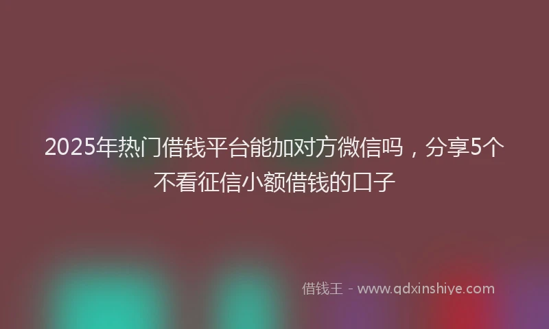 2025年热门借钱平台能加对方微信吗，分享5个不看征信小额借钱的口子