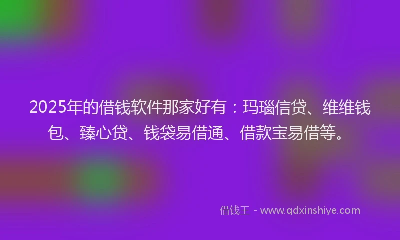 2025年的借钱软件那家好有：玛瑙信贷、维维钱包、臻心贷、钱袋易借通、借款宝易借等。