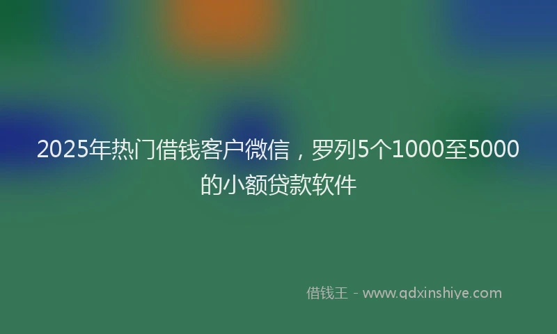 2025年热门借钱客户微信，罗列5个1000至5000的小额贷款软件
