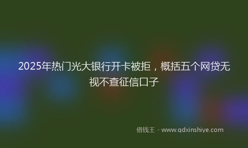 2025年热门光大银行开卡被拒，概括五个网贷无视不查征信口子