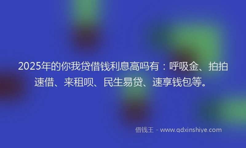 2025年的你我贷借钱利息高吗有：呼吸金、拍拍速借、来租呗、民生易贷、速享钱包等。