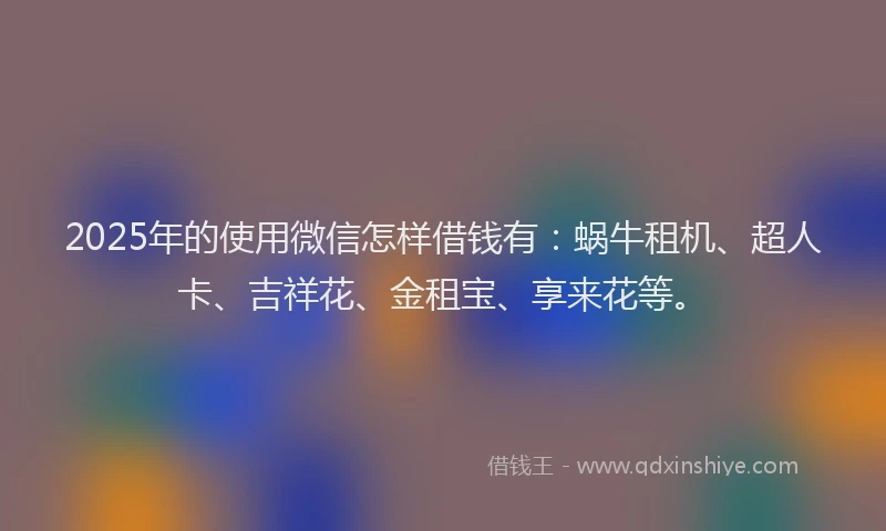 2025年的使用微信怎样借钱有：蜗牛租机、超人卡、吉祥花、金租宝、享来花等。