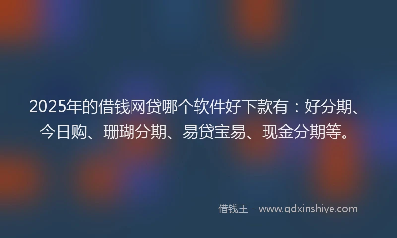 2025年的借钱网贷哪个软件好下款有：好分期、今日购、珊瑚分期、易贷宝易、现金分期等。