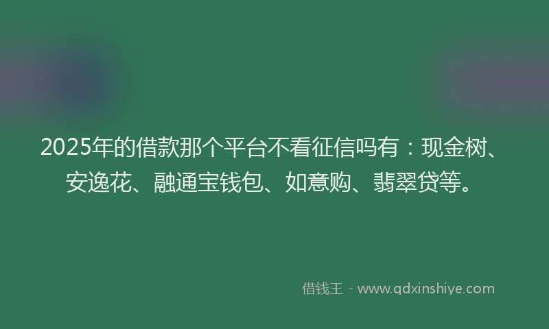 2025年的借款那个平台不看征信吗有：现金树、安逸花、融通宝钱包、如意购、翡翠贷等。