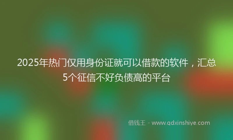 2025年热门仅用身份证就可以借款的软件，汇总5个征信不好负债高的平台