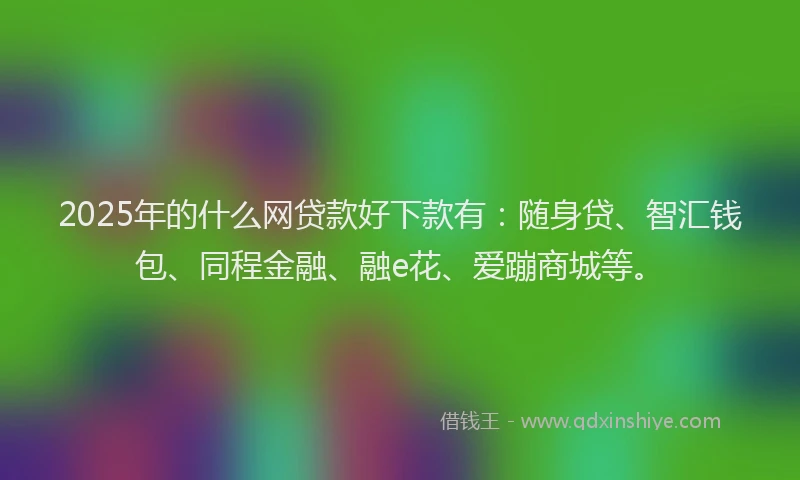 2025年的什么网贷款好下款有：随身贷、智汇钱包、同程金融、融e花、爱蹦商城等。