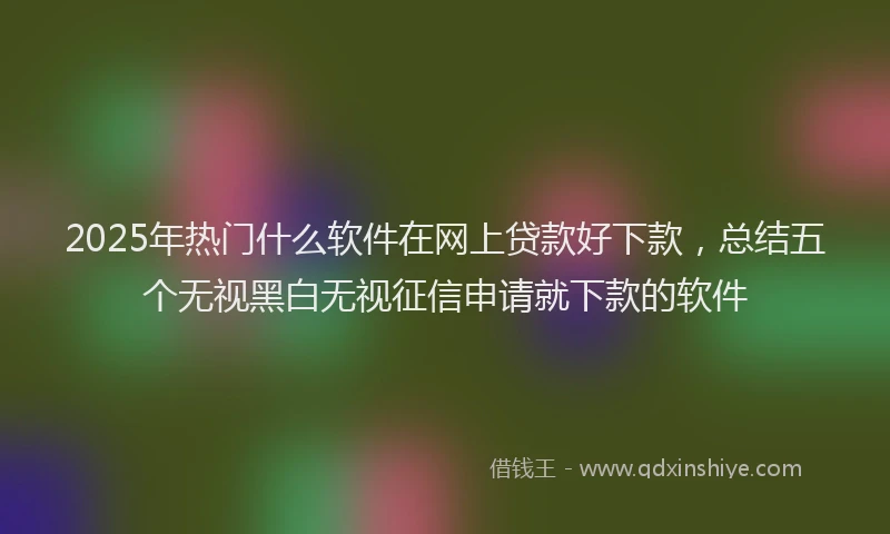 2025年热门什么软件在网上贷款好下款，总结五个无视黑白无视征信申请就下款的软件