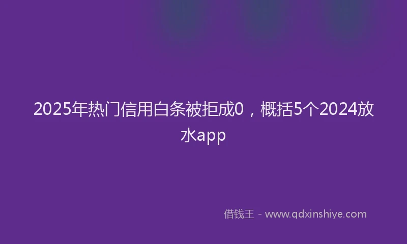 2025年热门信用白条被拒成0，概括5个2024放水app