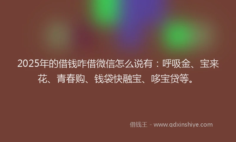 2025年的借钱咋借微信怎么说有：呼吸金、宝来花、青春购、钱袋快融宝、哆宝贷等。