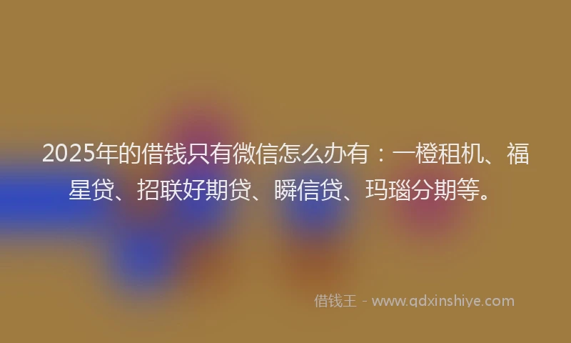 2025年的借钱只有微信怎么办有：一橙租机、福星贷、招联好期贷、瞬信贷、玛瑙分期等。