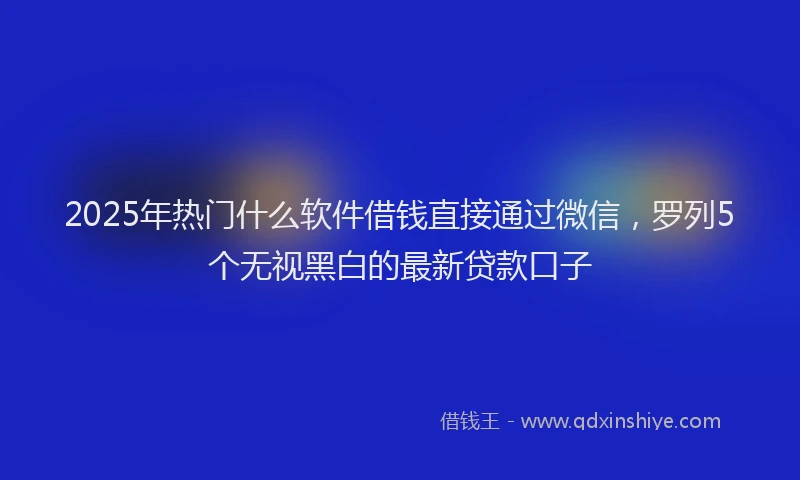 2025年热门什么软件借钱直接通过微信，罗列5个无视黑白的最新贷款口子