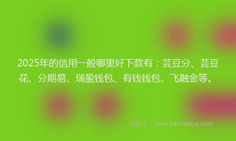 2025年的信用一般哪里好下款有：芸豆分、芸豆花、分期易、瑞盈钱包、有钱钱包、飞融金等。