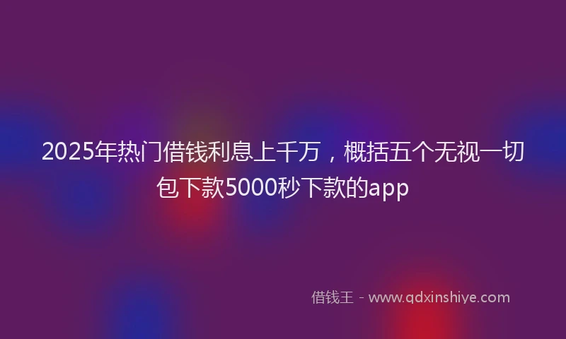 2025年热门借钱利息上千万，概括五个无视一切包下款5000秒下款的app