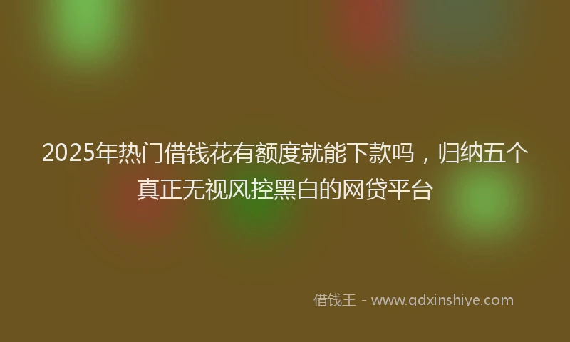 2025年热门借钱花有额度就能下款吗，归纳五个真正无视风控黑白的网贷平台