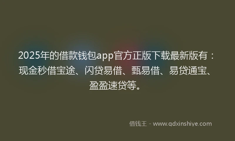 2025年的借款钱包app官方正版下载最新版有：现金秒借宝途、闪贷易借、甄易借、易贷通宝、盈盈速贷等。