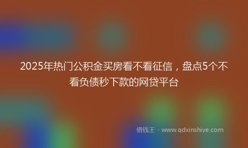 2025年热门公积金买房看不看征信，盘点5个不看负债秒下款的网贷平台