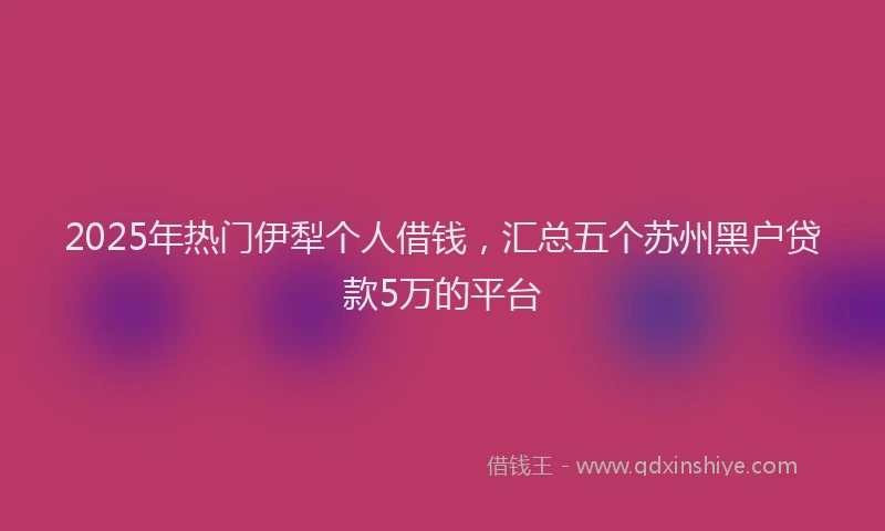2025年热门伊犁个人借钱，汇总五个苏州黑户贷款5万的平台