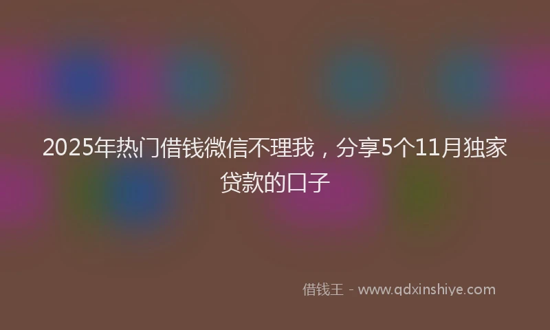 2025年热门借钱微信不理我，分享5个11月独家贷款的口子