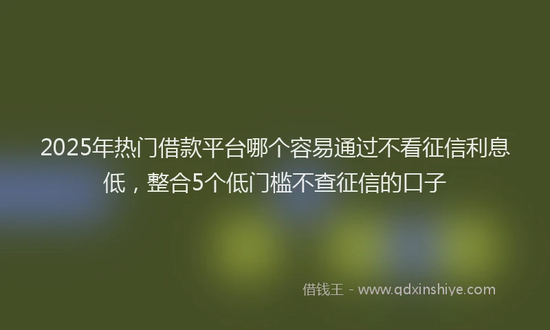 2025年热门借款平台哪个容易通过不看征信利息低，整合5个低门槛不查征信的口子