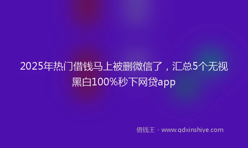 2025年热门借钱马上被删微信了，汇总5个无视黑白100%秒下网贷app