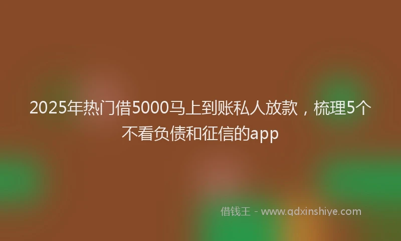 2025年热门借5000马上到账私人放款，梳理5个不看负债和征信的app