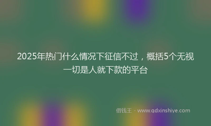 2025年热门什么情况下征信不过，概括5个无视一切是人就下款的平台