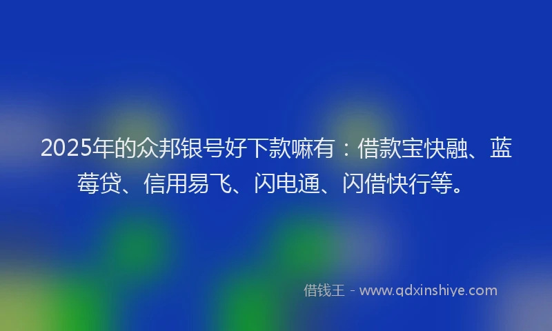 2025年的众邦银号好下款嘛有：借款宝快融、蓝莓贷、信用易飞、闪电通、闪借快行等。