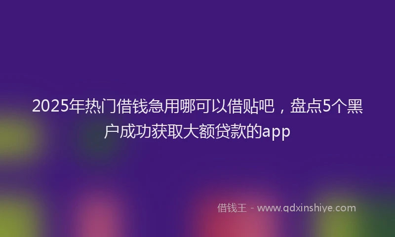 2025年热门借钱急用哪可以借贴吧，盘点5个黑户成功获取大额贷款的app