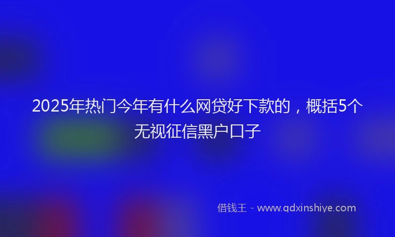 2025年热门今年有什么网贷好下款的，概括5个无视征信黑户口子