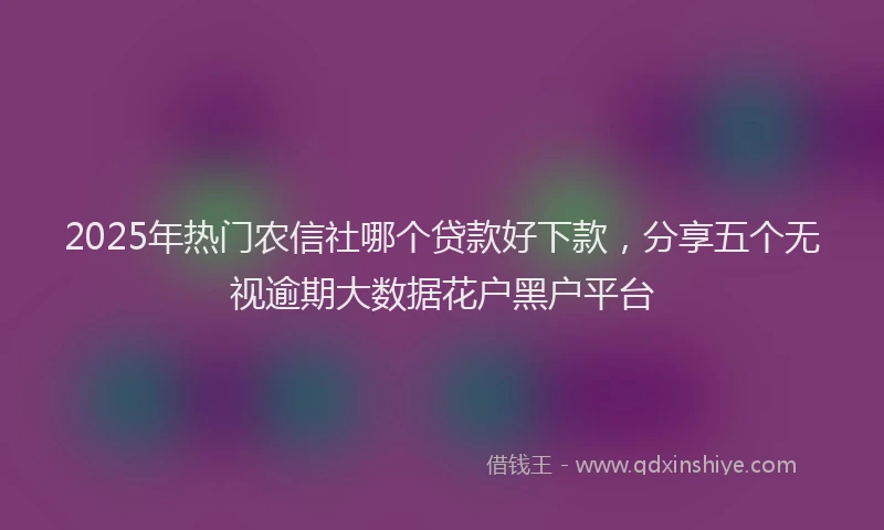 2025年热门农信社哪个贷款好下款，分享五个无视逾期大数据花户黑户平台