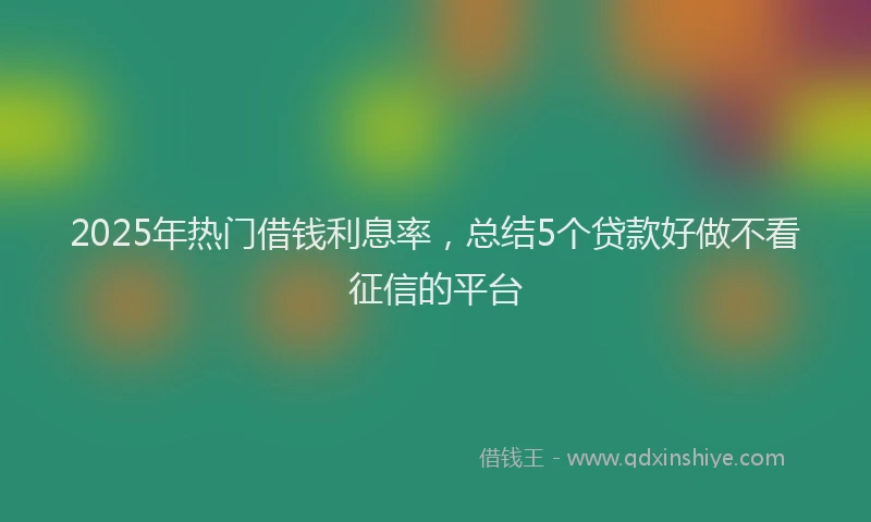 2025年热门借钱利息率，总结5个贷款好做不看征信的平台