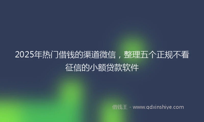 2025年热门借钱的渠道微信，整理五个正规不看征信的小额贷款软件