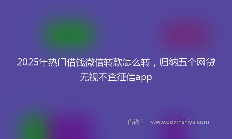 2025年热门借钱微信转款怎么转，归纳五个网贷无视不查征信app