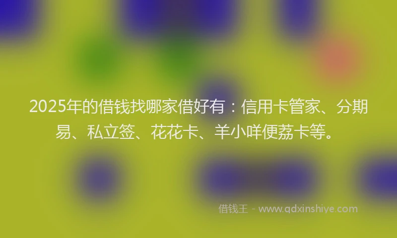 2025年的借钱找哪家借好有：信用卡管家、分期易、私立签、花花卡、羊小咩便荔卡等。