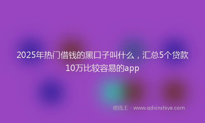 2025年热门借钱的黑口子叫什么，汇总5个贷款10万比较容易的app