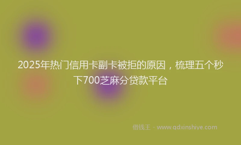 2025年热门信用卡副卡被拒的原因，梳理五个秒下700芝麻分贷款平台