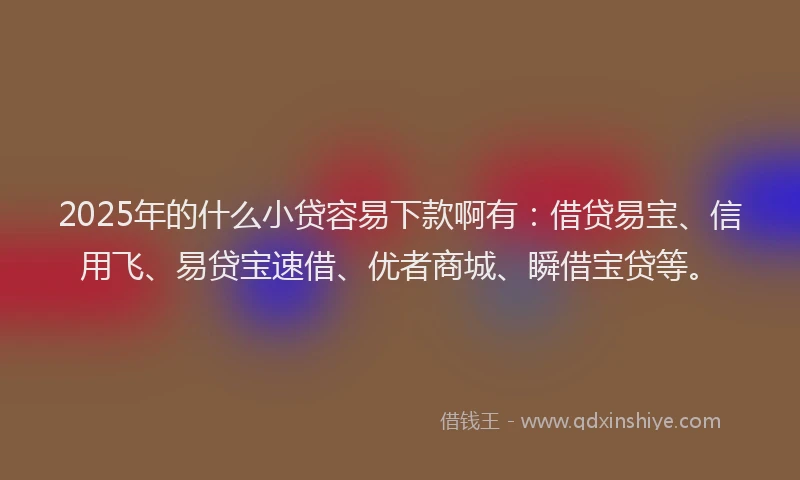 2025年的什么小贷容易下款啊有：借贷易宝、信用飞、易贷宝速借、优者商城、瞬借宝贷等。