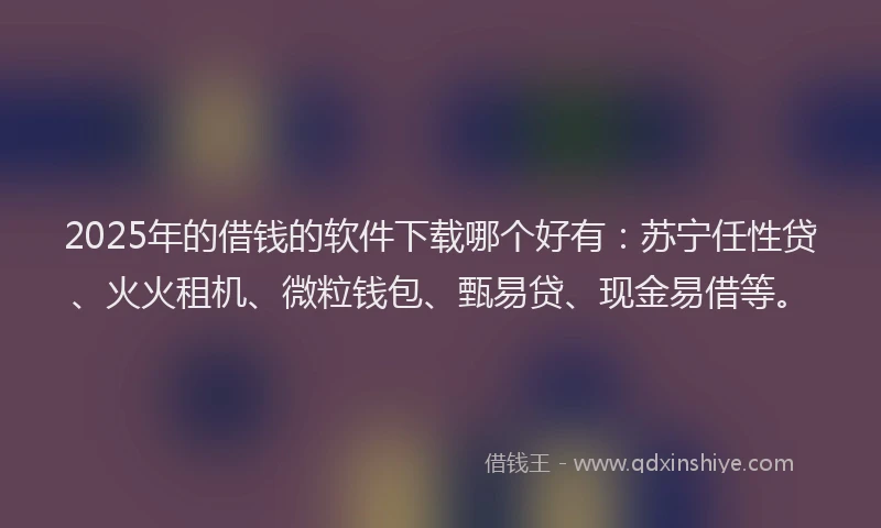 2025年的借钱的软件下载哪个好有：苏宁任性贷、火火租机、微粒钱包、甄易贷、现金易借等。