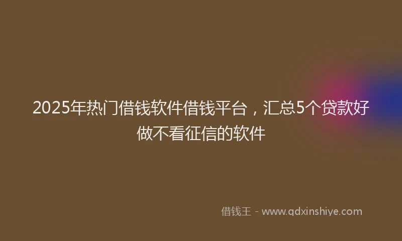 2025年热门借钱软件借钱平台，汇总5个贷款好做不看征信的软件