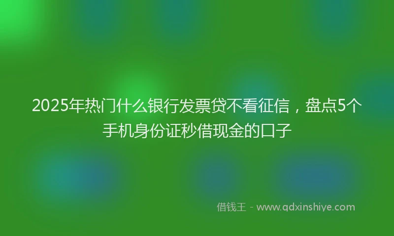 2025年热门什么银行发票贷不看征信，盘点5个手机身份证秒借现金的口子