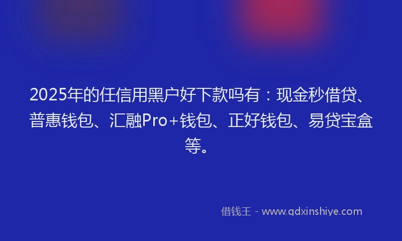 2025年的任信用黑户好下款吗有：现金秒借贷、普惠钱包、汇融Pro+钱包、正好钱包、易贷宝盒等。