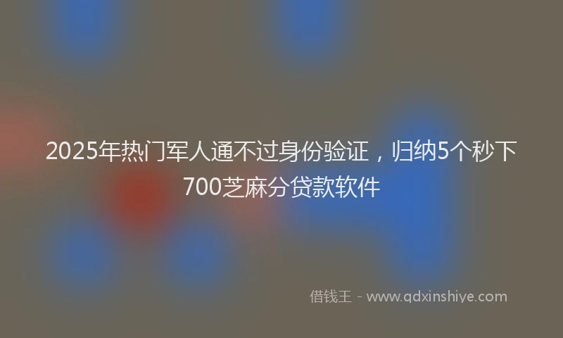 2025年热门军人通不过身份验证，归纳5个秒下700芝麻分贷款软件