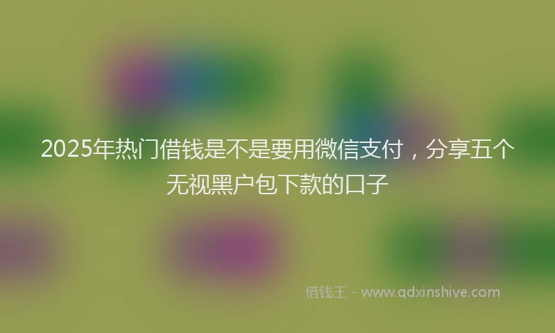 2025年热门借钱是不是要用微信支付，分享五个无视黑户包下款的口子