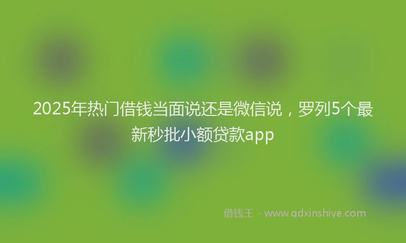 2025年热门借钱当面说还是微信说，罗列5个最新秒批小额贷款app